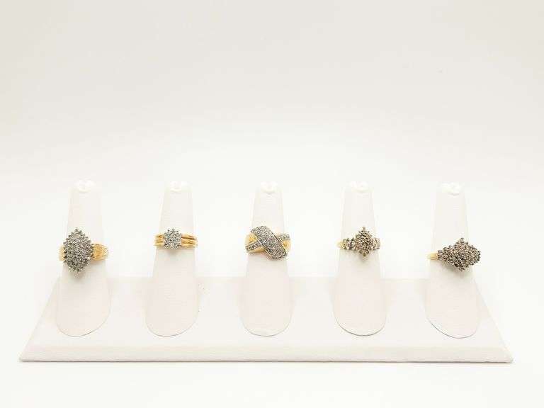 5 Beautiful 10k Gold Diamond Rings!