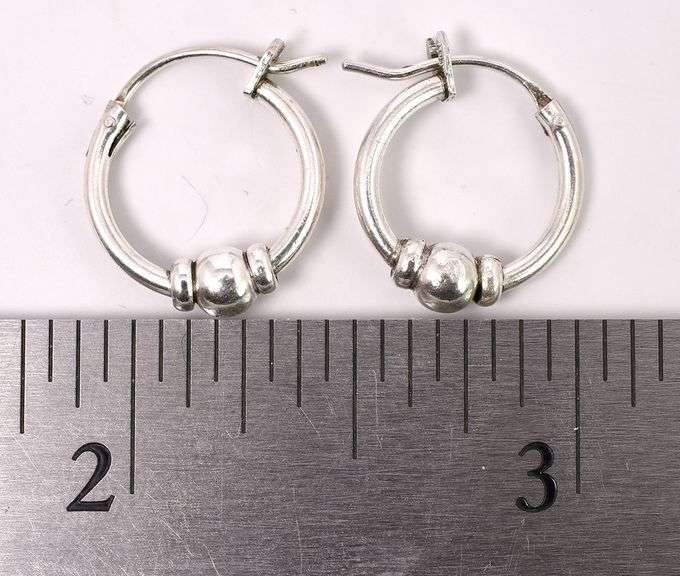 Beaded Hoop Earrings In Sterling Silver