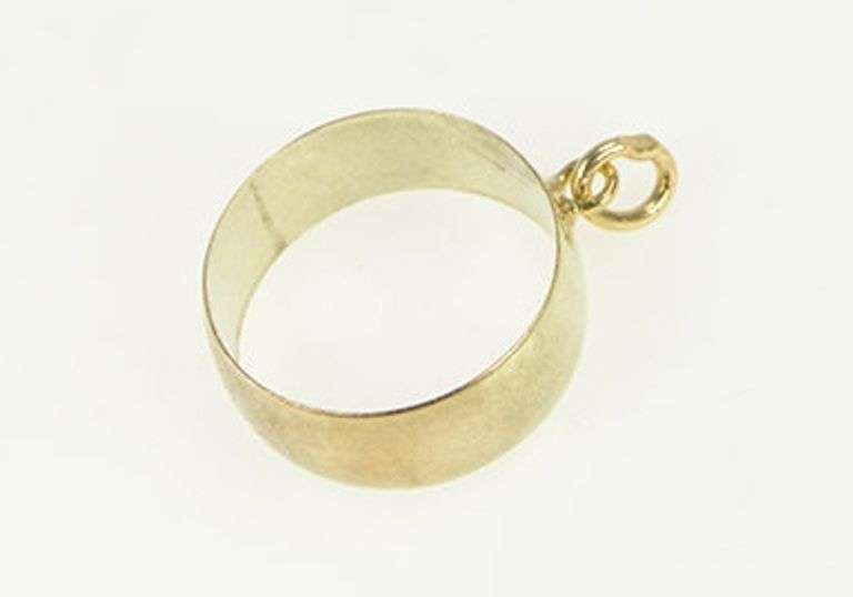 10K Yellow Gold Victorian Child's Baby Band Wedding Ring Charm/Pendant