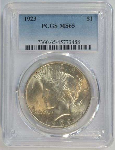 Great-looking Gem BU 1923 Peace Silver Dollar. PCGS MS65