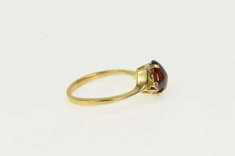 10K Yellow Gold Oval Garnet Cabochon Diamond Accent Bypass Ring