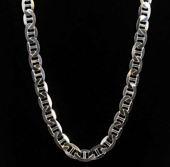 Sterling Silver Flat Marina Link Chain 10mm 925 Italy Anchor Mariner Necklace 18"