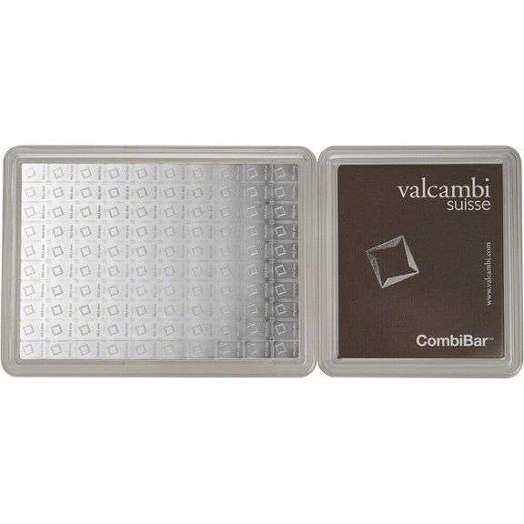 100 gram Silver Bar - Valcambi 100x1 Gram Silver CombiBar with Assay Card