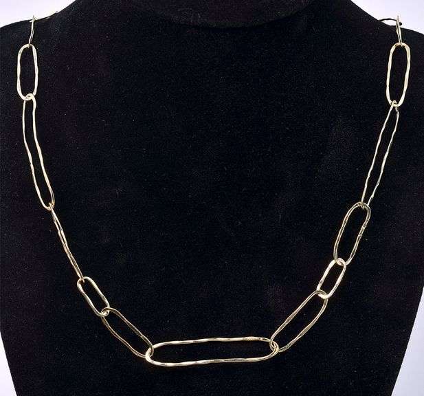Unique Fancy Link Necklace In 14K Yellow Gold