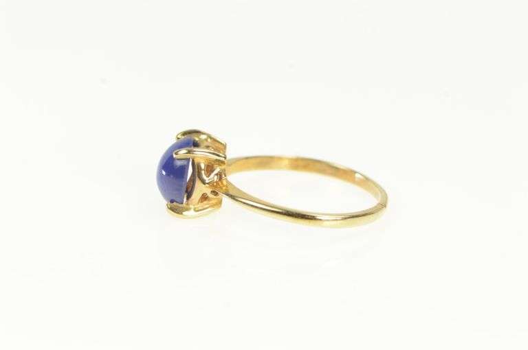14K Yellow Gold Oval Syn. Star Sapphire Vintage Statement Ring