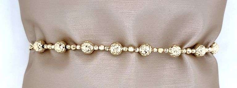 SPARKLING 14K YELLOW GOLD  BEAD BRACELET