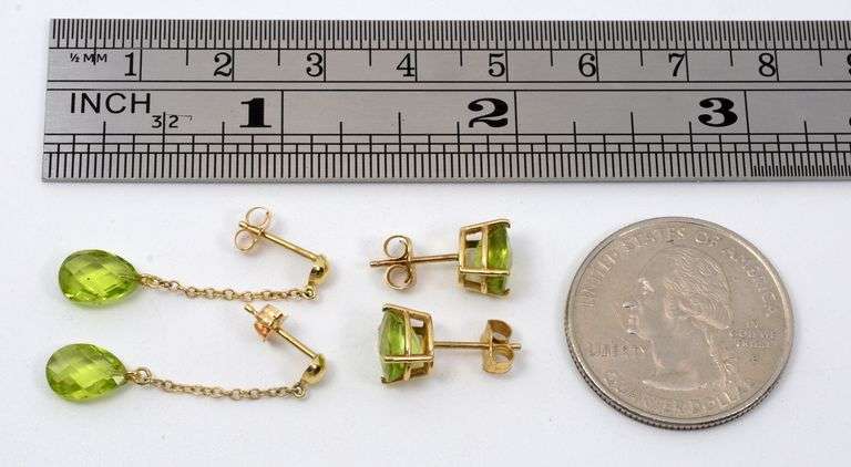 Two Differing Styles of Peridot Earrings