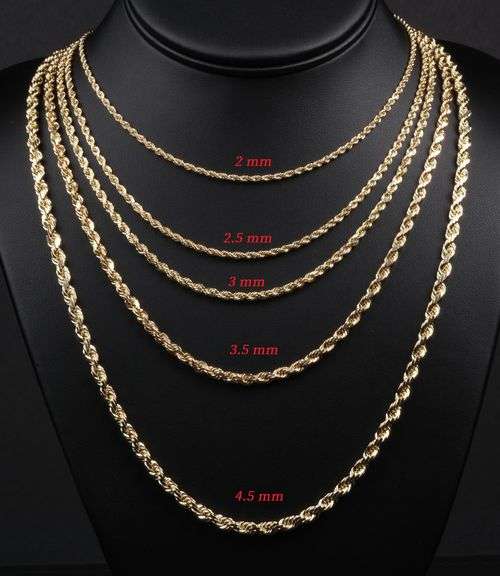 14K SOLID GOLD 2.5mm -16" - ROPE CHAIN / TWISTED CHAIN