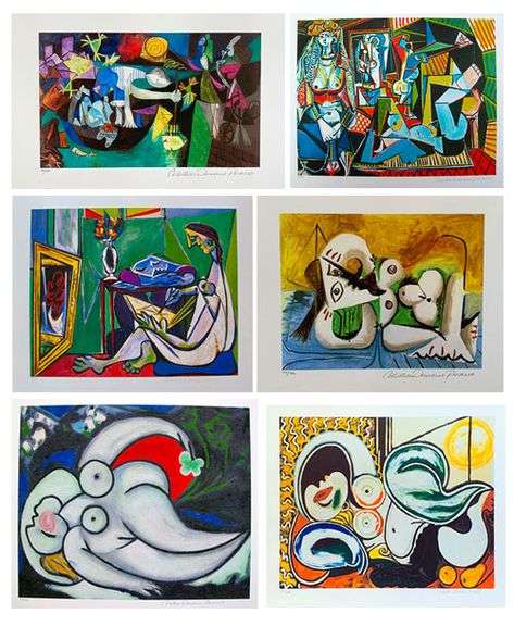 Extremely Rare Group Lot of 6 Pablo Picasso Hand Signed Estate Artworks