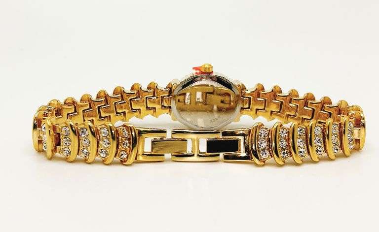 Ladies Geneva & Gemstone Watch, 18kt Yellow Gold Plated