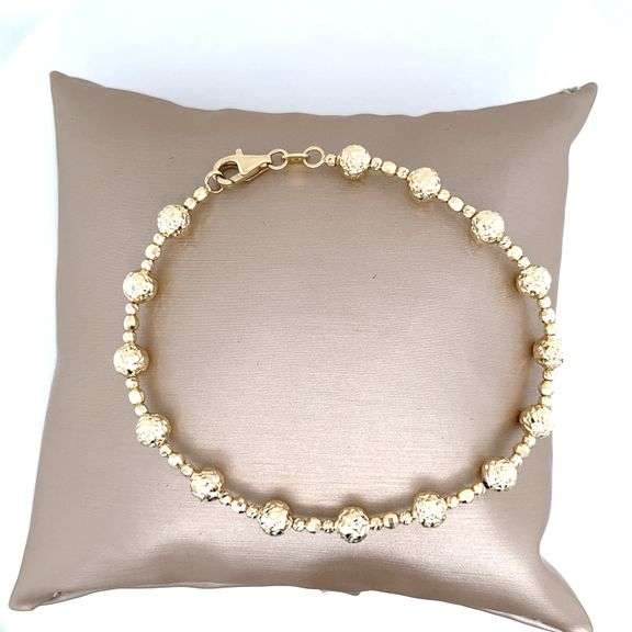 SPARKLING 14K YELLOW GOLD  BEAD BRACELET