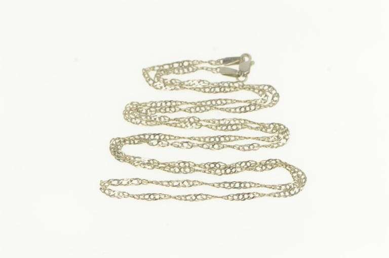 14K White Gold 2.0mm Singapore Spiral Twist Link Chain Necklace