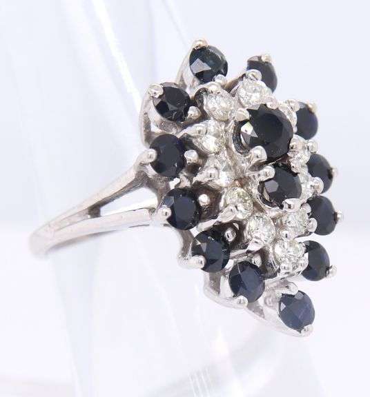 Favorite White Gold Diamond and Blue Sapphire Cocktail Ring