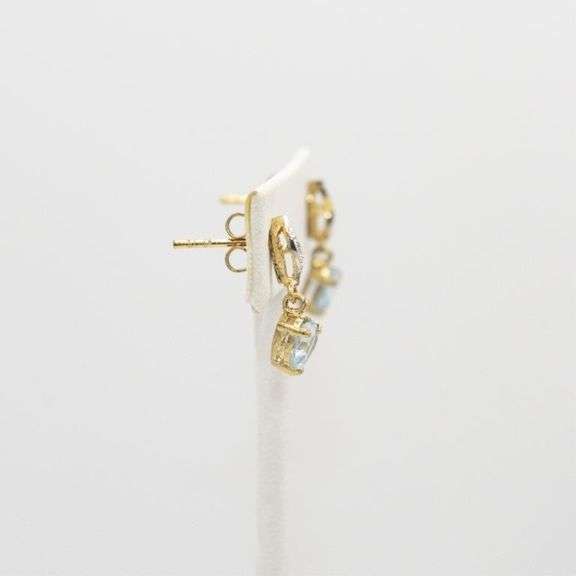 18 Kt Gold Plated Natural Topaz Genuine Diamond 2-Piece Set