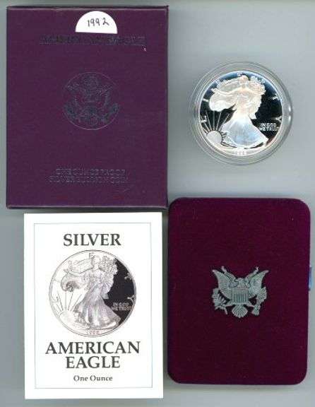 1992 Proof Silver Eagle with Box/CoA