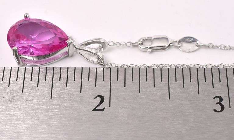 Pink Gemstone Pendant Necklace In Sterling Silver