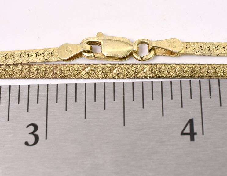 Vermeil Herring Bone Chain Necklace In Sterling Silver