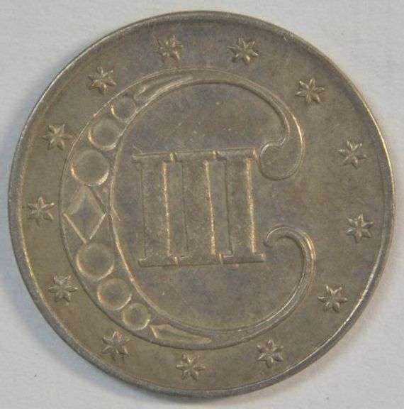 Choice AU 1852 Three Cent Silver Piece. Original