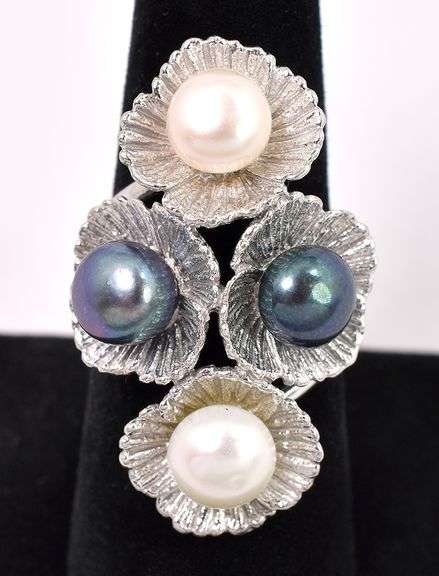 Pearl Flower Ring In Sterling Silver
