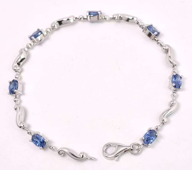 Blue Gemstone Fancy "S" Link Bracelet In Sterling Silver