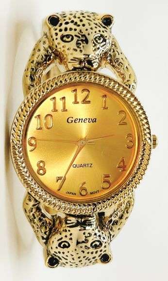 18kt GP Leopard Geneva Bangle Watch