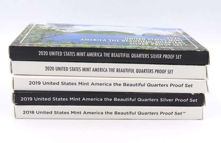 2019 & 2020 America the Beautiful Quarters Silver Proof Set With COA and Box