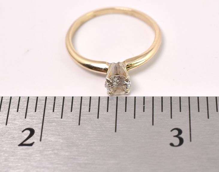 Elegant Solitaire Diamond Ring In 14K Yellow Gold