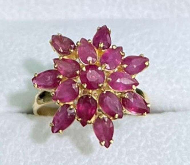 4.0 CARAT NATURAL RUBY COCKTAIL RING IN 14KT SOLID YELLOW GOLD