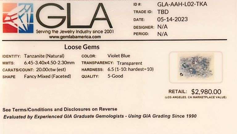 Sparkling Collection 20.00CTW Parcel of Loose Tanzanites