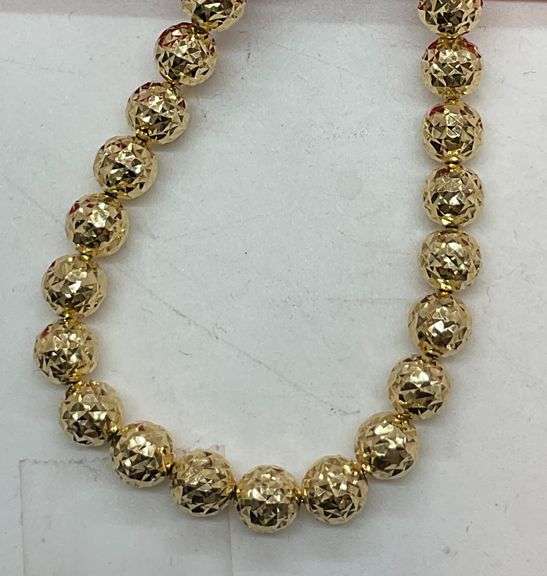 BRAND NEW 14K GOLD BEAD BRACELET , ADJUSTABLE LENGTH