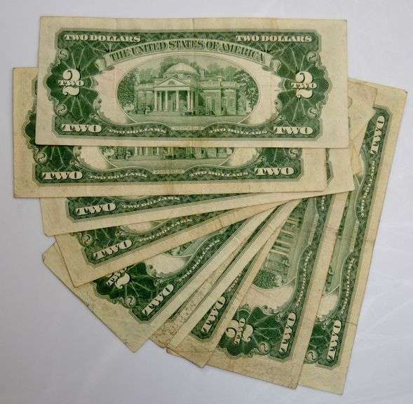 9 Series 1953 B &1 1953A $2 Red Seal US Notes