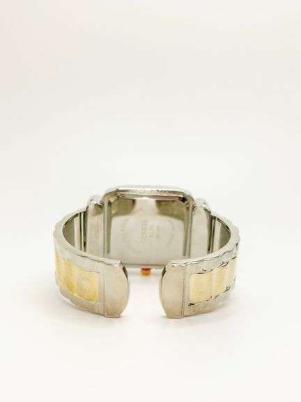 Fancy Square Face Geneva Cuff Watch with Gemstones!