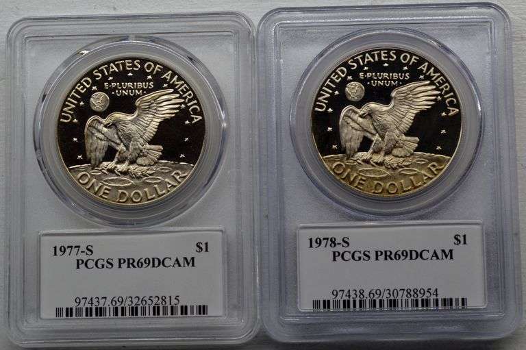1977-S & 1978-S Proof Eisenhower $1 Dollars PCGS PR69 DCAM US Coin (Lot of two)