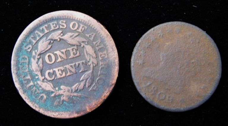 2 U.S. Coins - Half Cent and Large Cent
