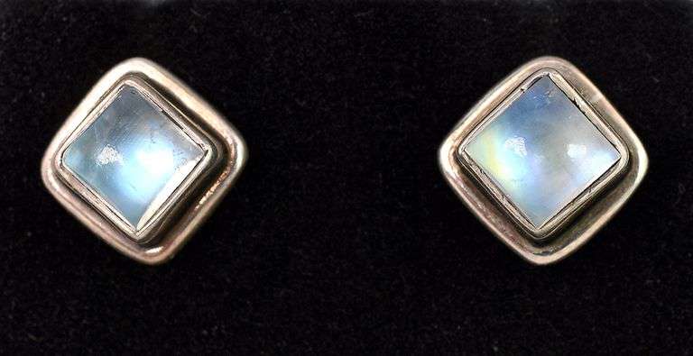 Moonstone Stud Earrings In Sterling Silver