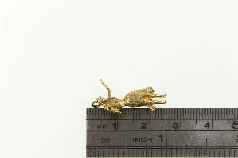 14K Yellow Gold Articulated Hawaii Hula Dancer Souvenir Charm/Pendant