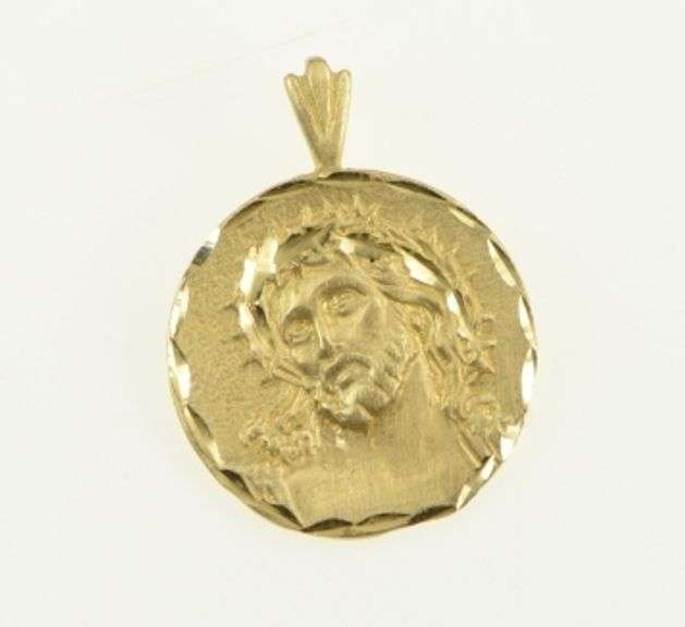 14K Yellow Gold Christ Crown of Thorns Satin Finish Charm/Pendant