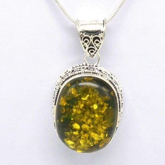 Impressive Natural Green Baltic Amber Pendant