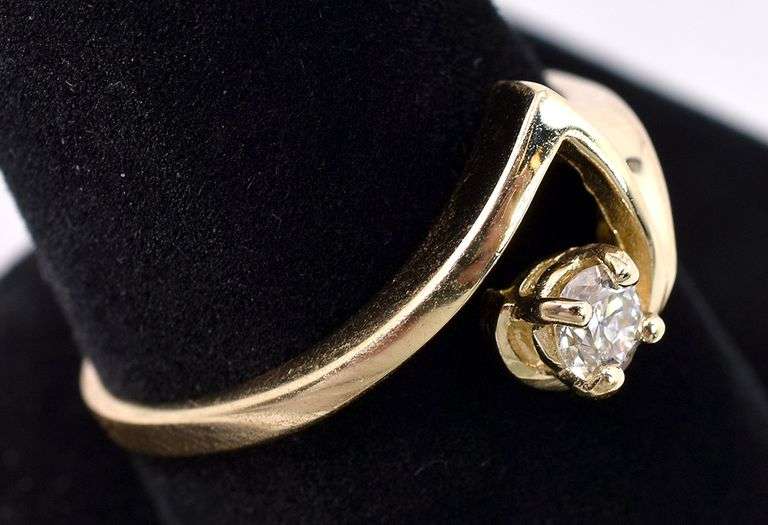 Unique Diamond Ring In 14K Yellow Gold