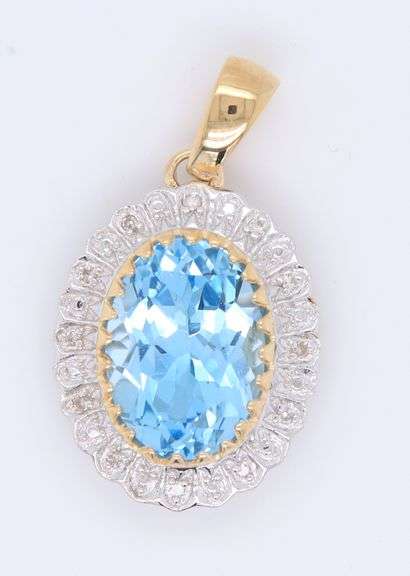 Blue Topaz and White Sapphire Pendant with Aquamarine and Sapphire Earrings