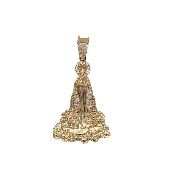 14K YELLOW GOLD SPARKLING RELIGION CHARM  NECKLACE