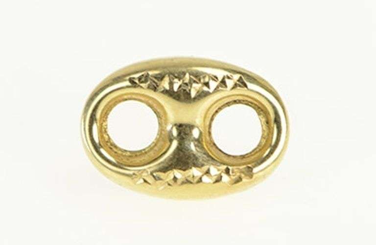 14K Yellow Gold Mariner Chain Link Vintage Fashion Single Stud Earring