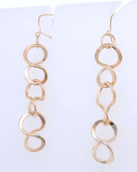 Beautiful Yellow Gold Squiggle Dangle Earrings