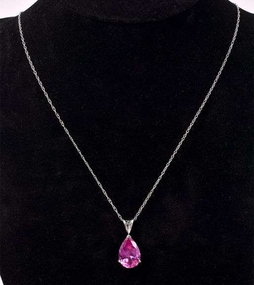 Pink Gemstone Pendant Necklace In Sterling Silver