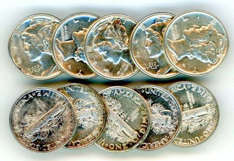 10 Different Nicer Silver Mercury Dimes