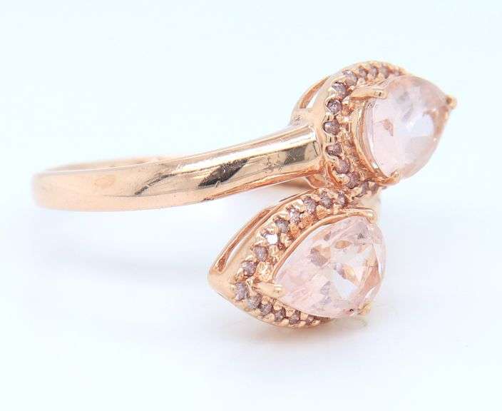 Lovely Rose Gold Pink Quartz and Diamond Ring