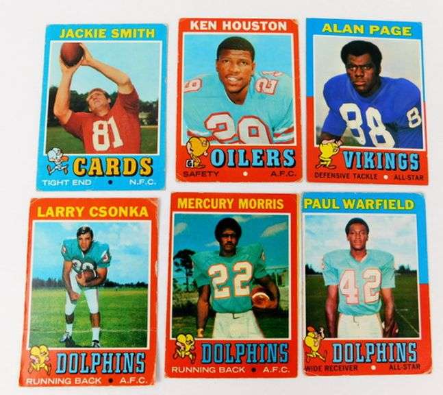 Lot of 6 Topps 1971 Football Cards, All Greats