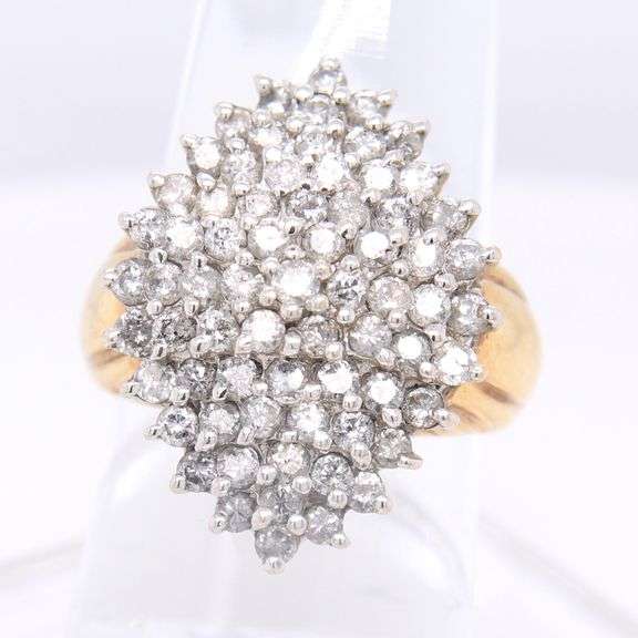 Dazzling Diamond Cluster Yellow Gold Ring