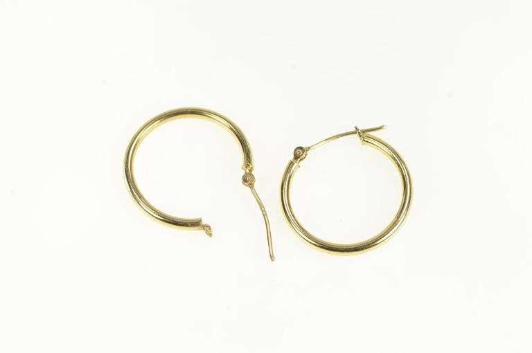 14K Yellow Gold 21mm Classic Simple Hollow Hoop Earrings