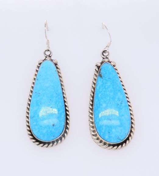 925 Sterling Silver Turquoise Dangle Earrings